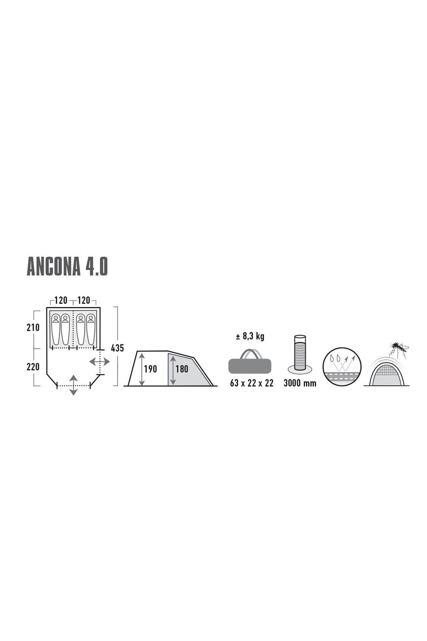 High Peak Ancona Partitioned 4 Man Tent