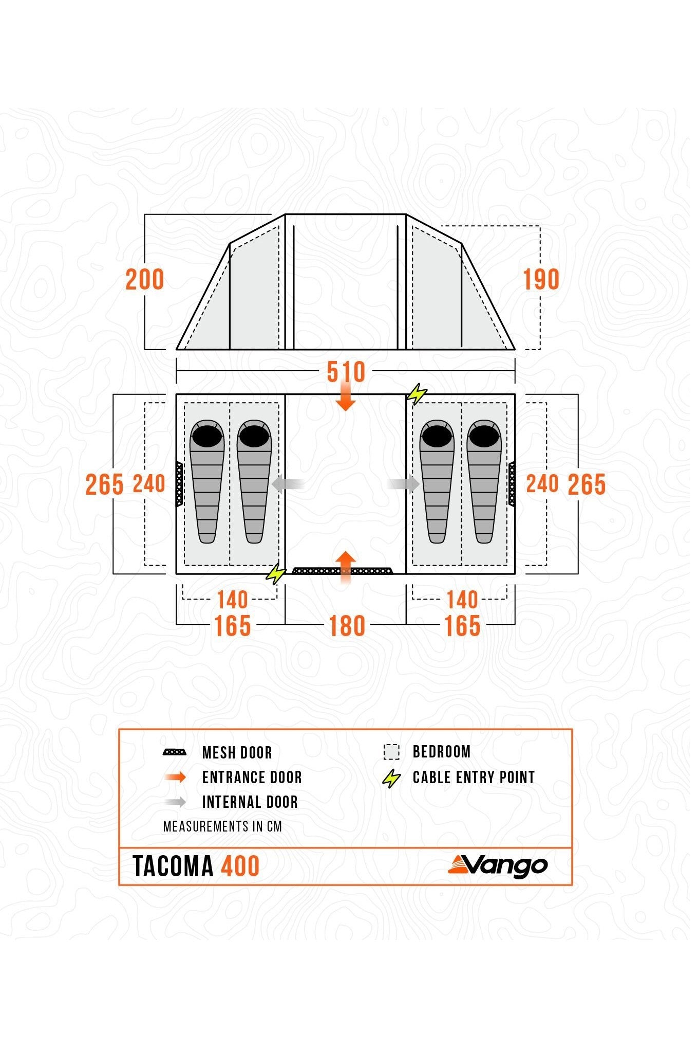 Vango M009DA Tacoma 400 Poled Tent Package (4 Person)