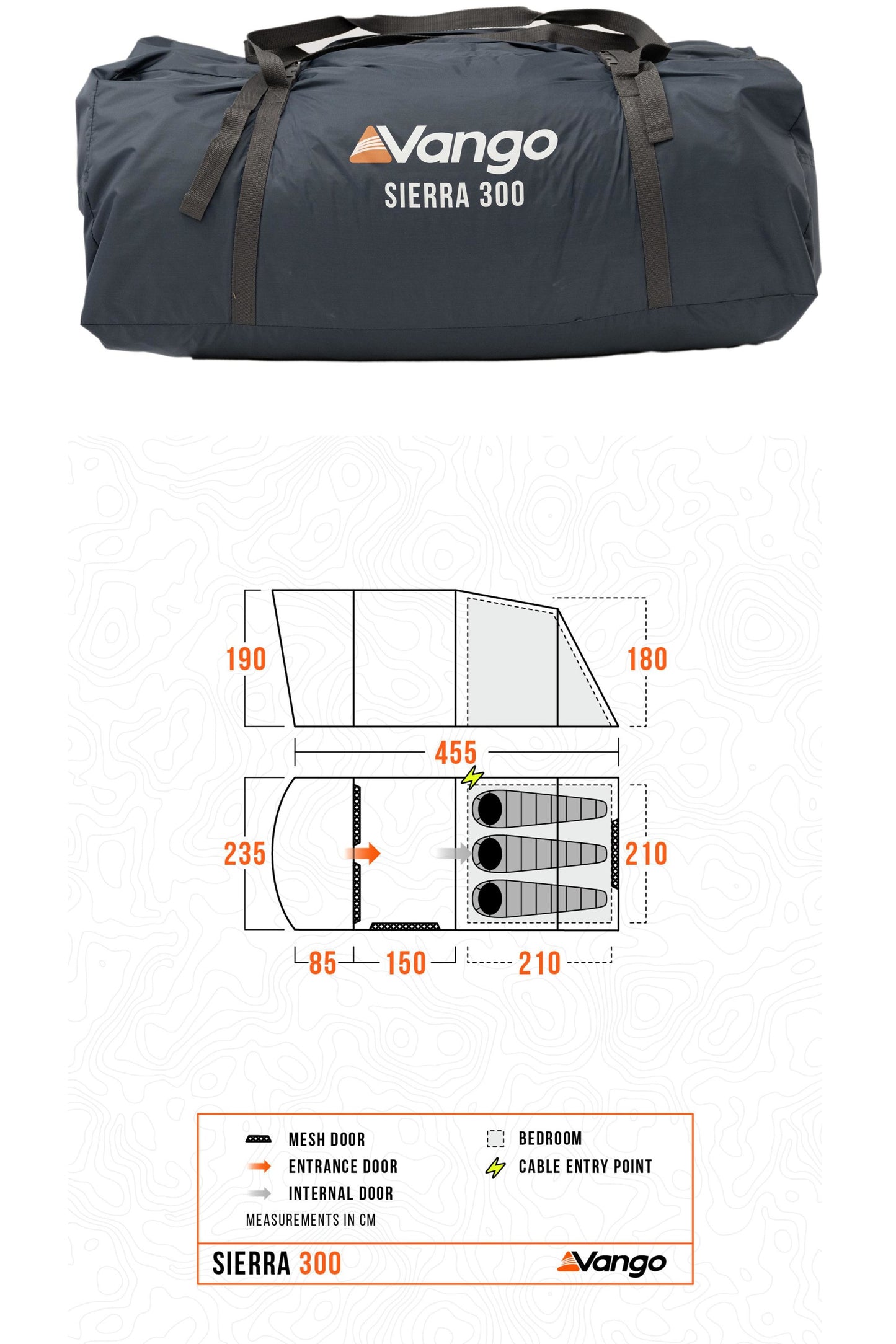 Vango M02DD1 Sierra 300 Poled Tent (3 Person)