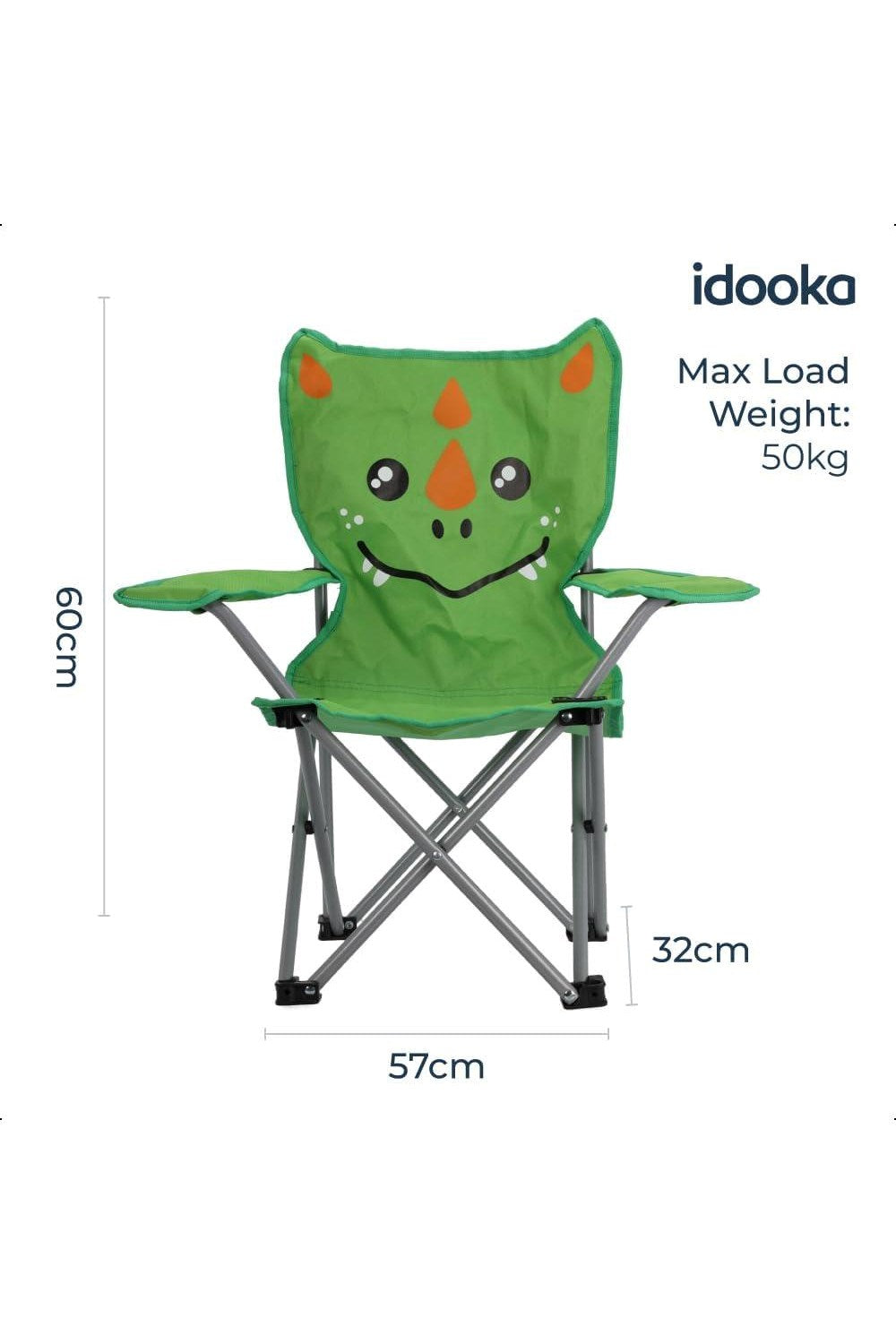 M4EE00 Kids Mini Folding Camping Chair Green Dinosaur