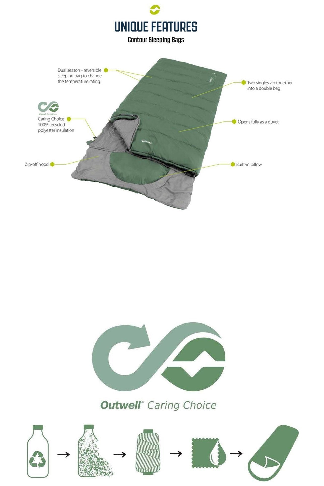 Outwell M6165D Contour Lux Double Sleeping Bag