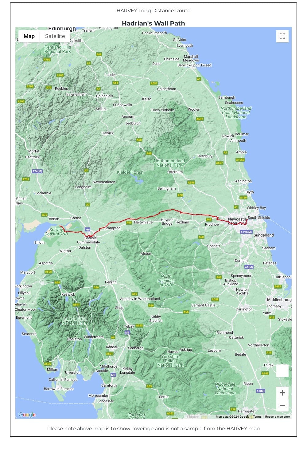 M624D4 Hadrian's Wall Path Trail Map