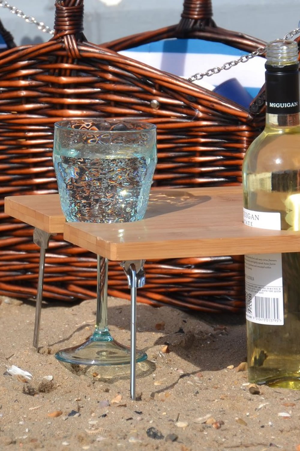Portable Foldaway Bamboo Wine & Drinks Table