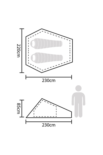 Mountain Warehouse Backpacker Lightweight 2 Man Tent
