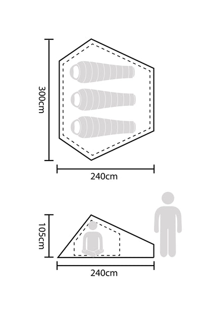 Mountain Warehouse Backpacker 3 Man Tent