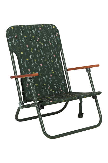 Mountain Warehouse Low Folding Chair With Wooden Armrest - Patterned