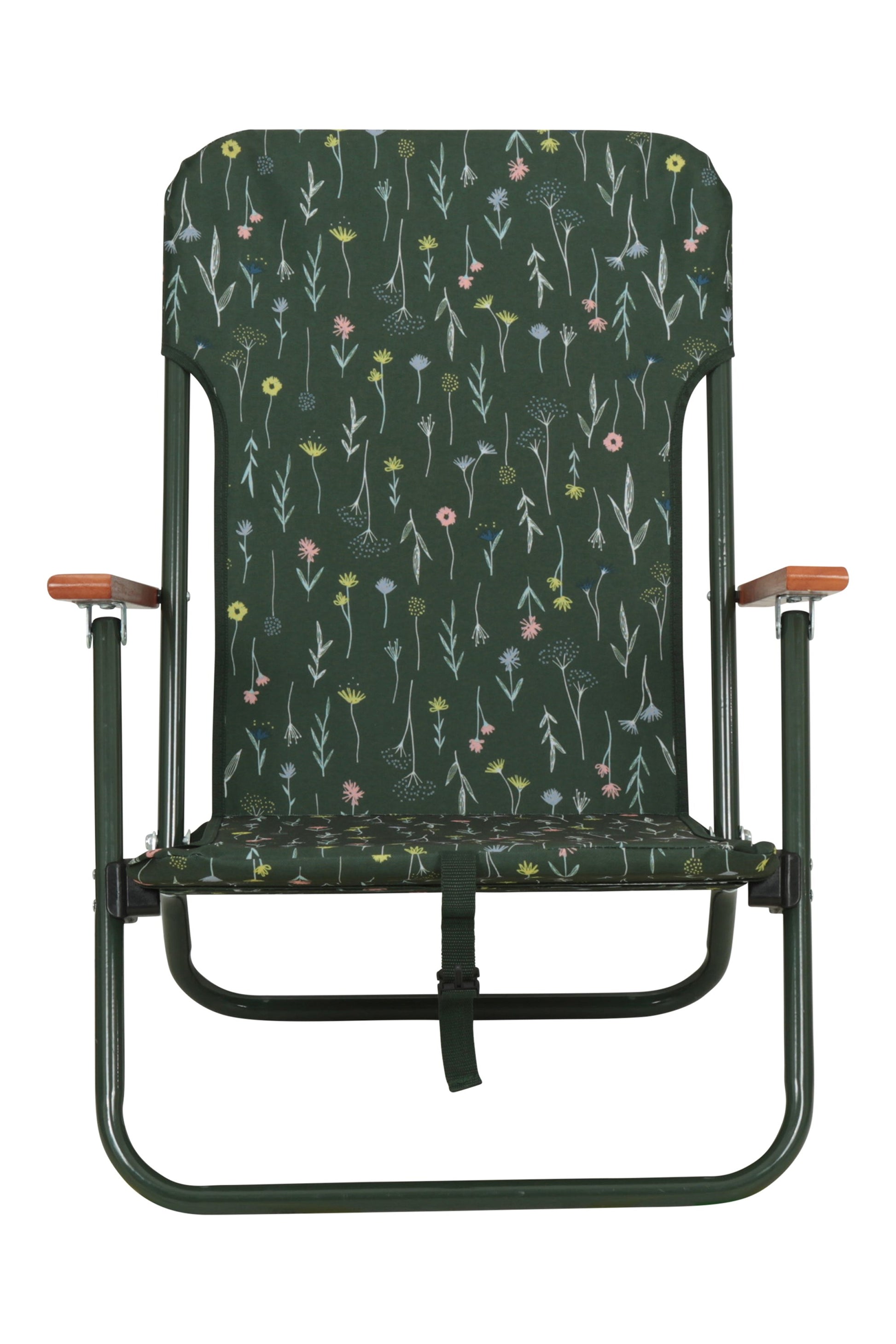 Mountain Warehouse Low Folding Chair With Wooden Armrest - Patterned