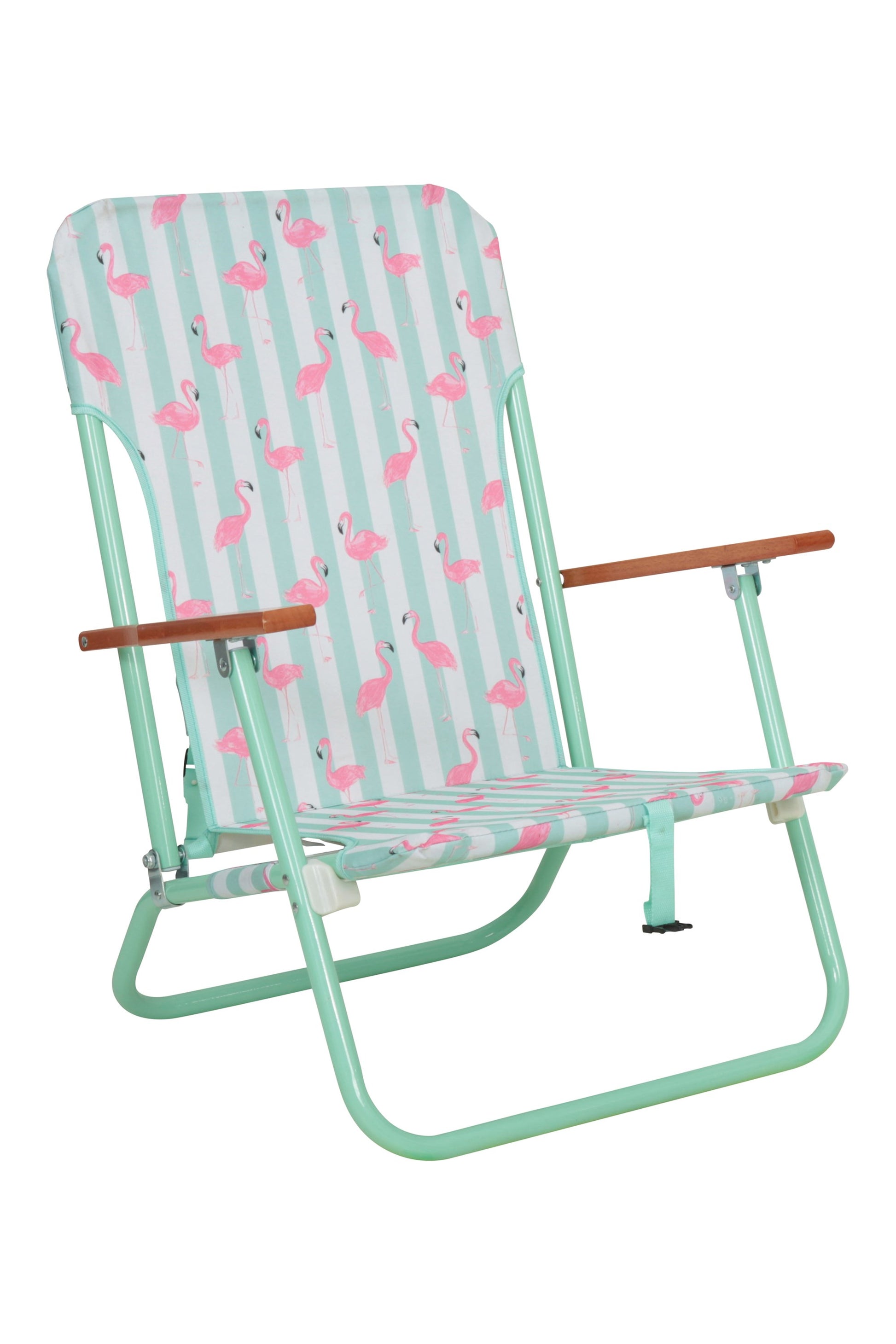 Mountain Warehouse Low Folding Chair With Wooden Armrest - Patterned