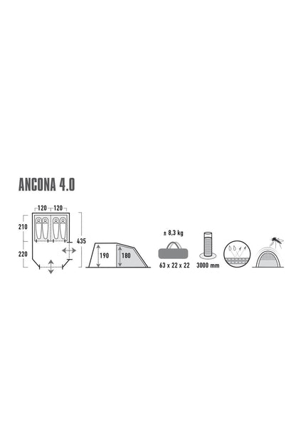  High Peak Ancona Partitioned 4 Man Tent