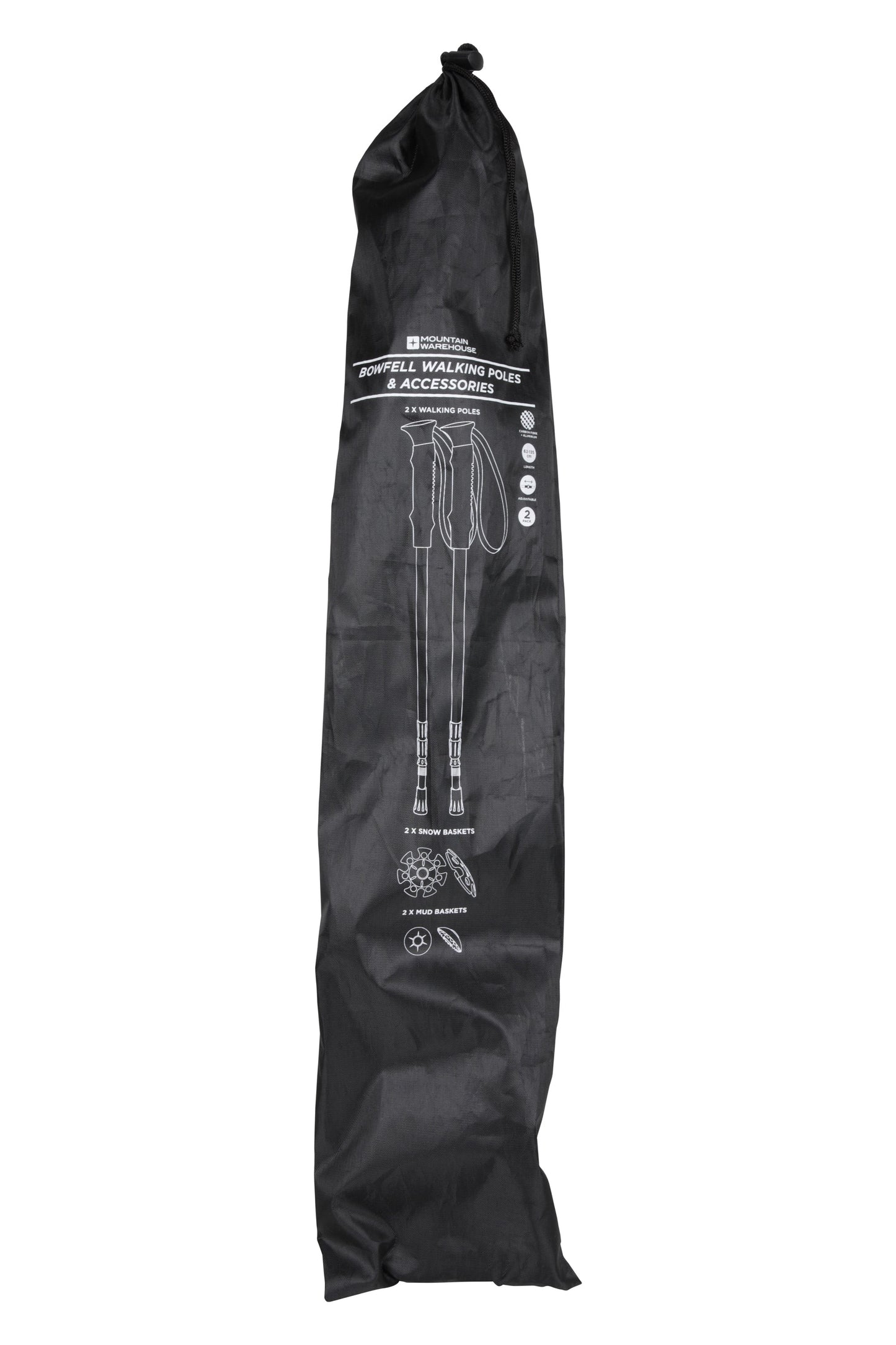 Mountain Warehouse 057143 BOWFELL CARBON QUICK LOCK WALKING POLE 2PK