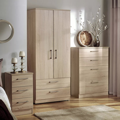 Devon Oak Effect 2 Drawer Bedside Table (H)505mm (W)395mm (D)415mm