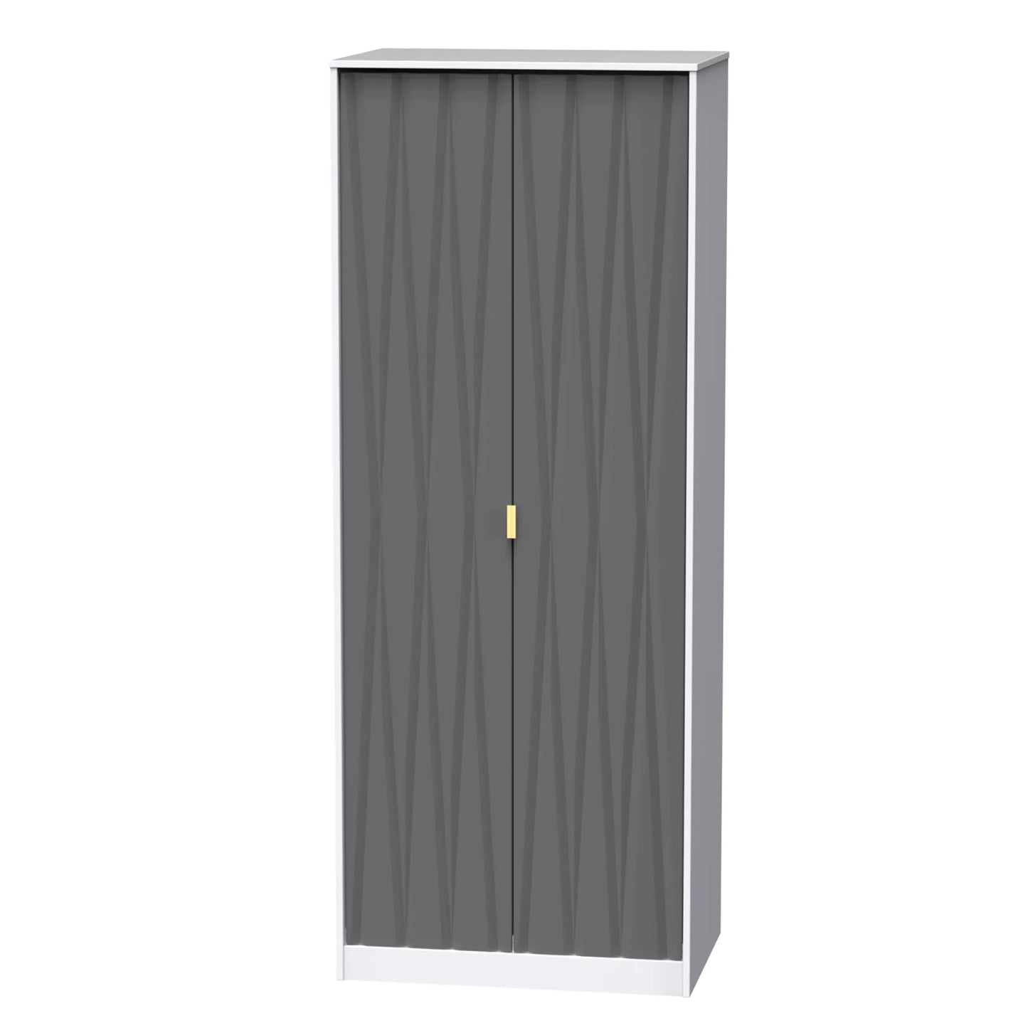 Diamond Contemporary Pre-assembled Grey & White 2 Door Double Wardrobe (H)1970mm (W)740mm (D)530mm