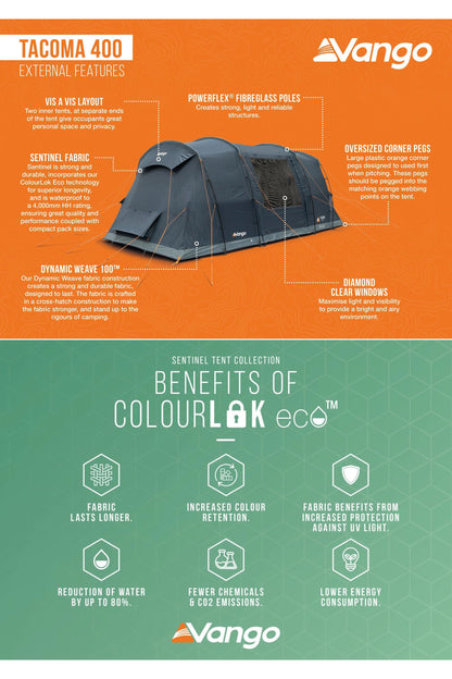 Vango M009DA Tacoma 400 Poled Tent Package (4 Person)