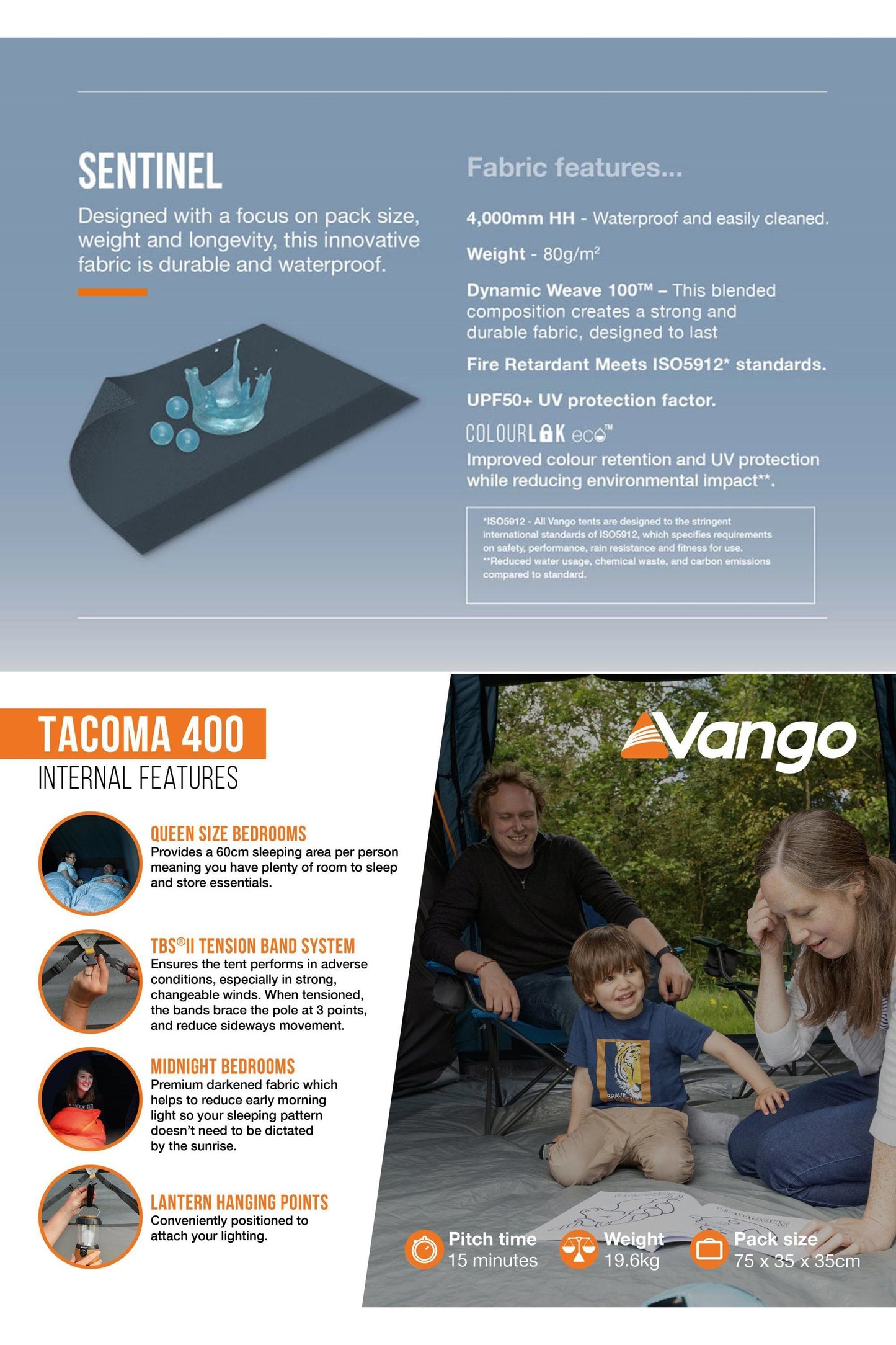 Vango M009DA Tacoma 400 Poled Tent Package (4 Person)