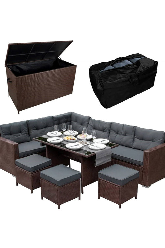  M02B65 Rattan Corner Set & Cushion Storage Box