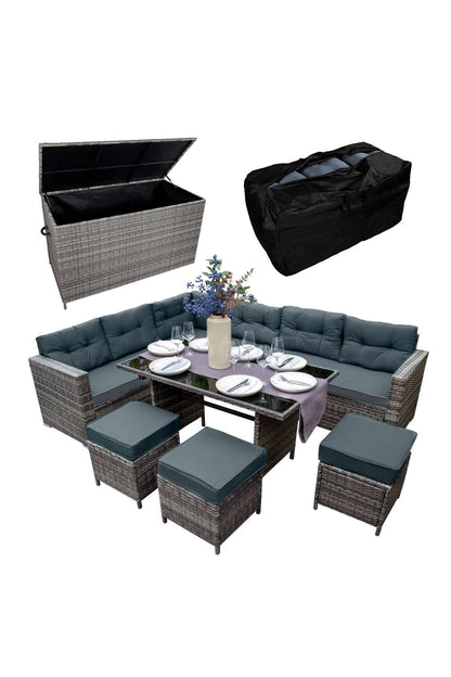 M02B65 Rattan Corner Set & Cushion Storage Box