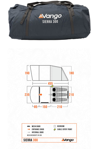 Vango M02DD1 Sierra 300 Poled Tent (3 Person)