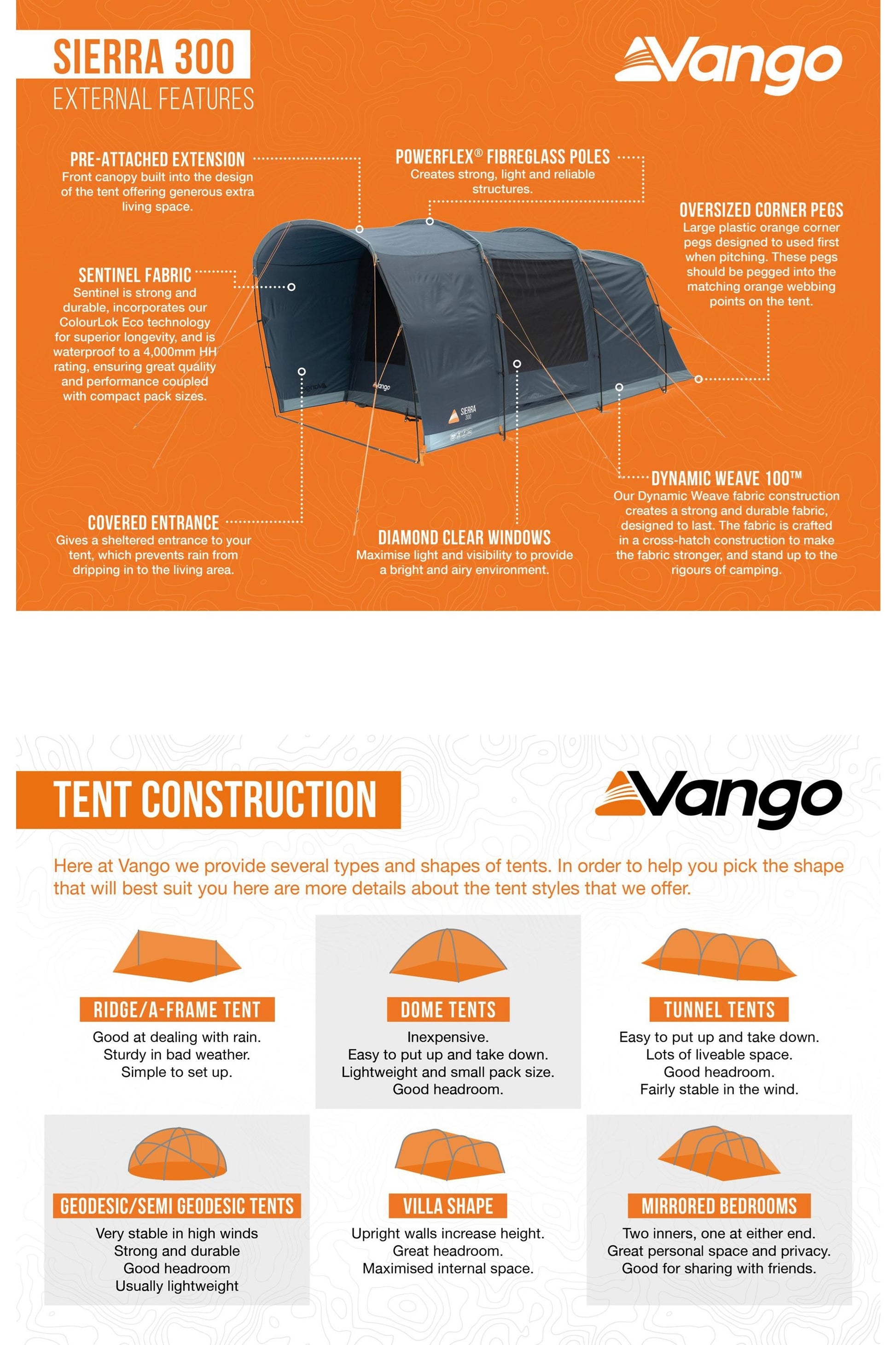 Vango M02DD1 Sierra 300 Poled Tent (3 Person)