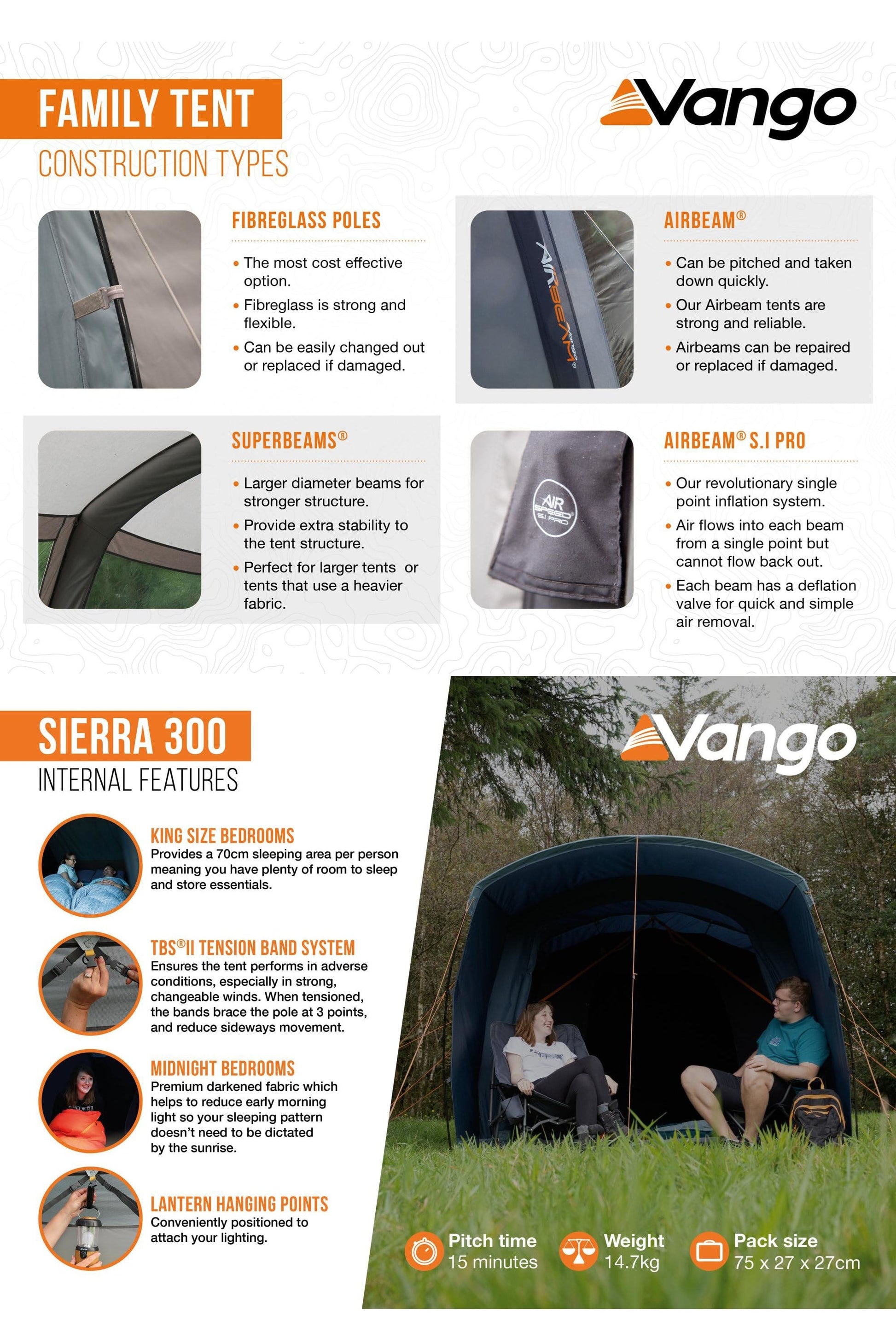 Vango M02DD1 Sierra 300 Poled Tent (3 Person)