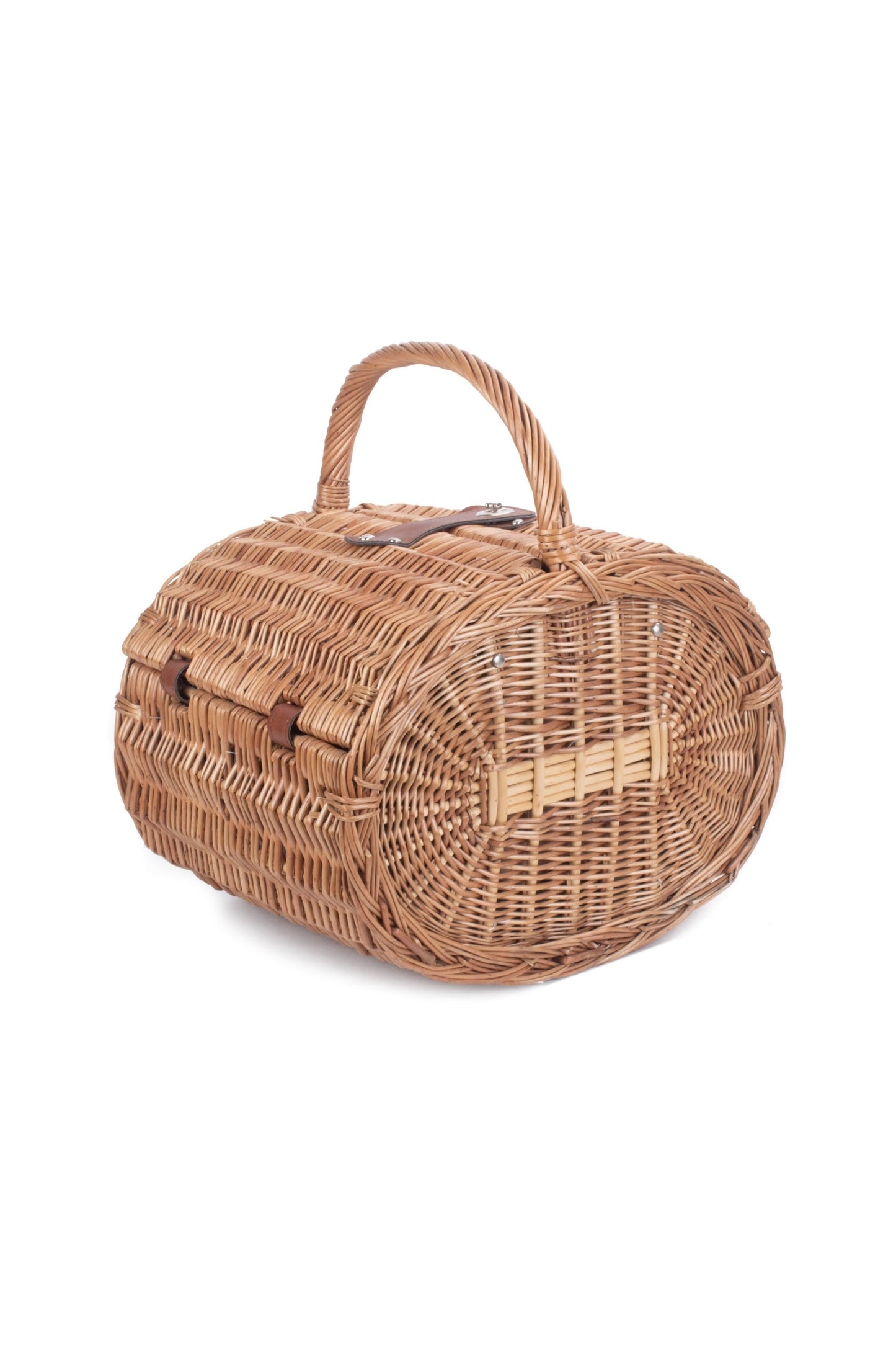  M04745 Oval 4 Person Green Tweed Picnic Basket