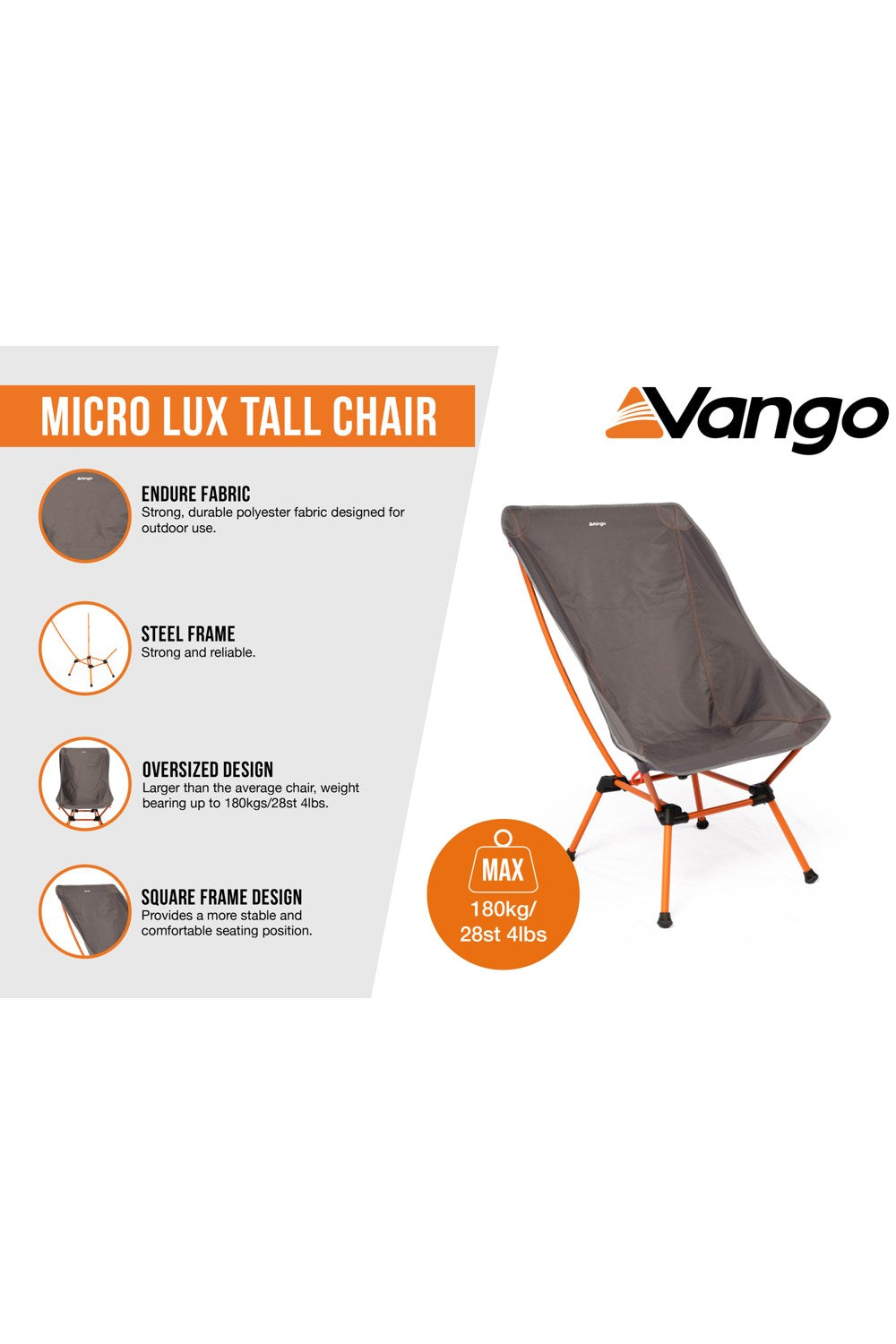 Vango M047A7 Micro Lux Tall Camping Chair
