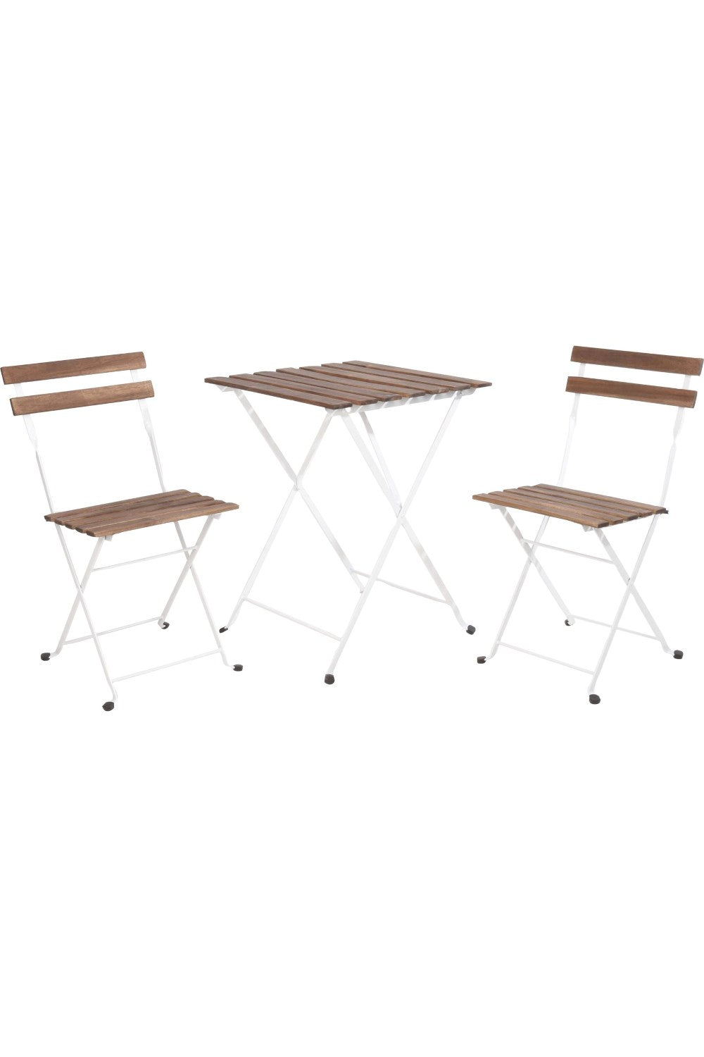  White Metal Acacia Wood Bistro Camping Set