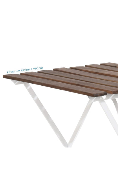  White Metal Acacia Wood Bistro Camping Set