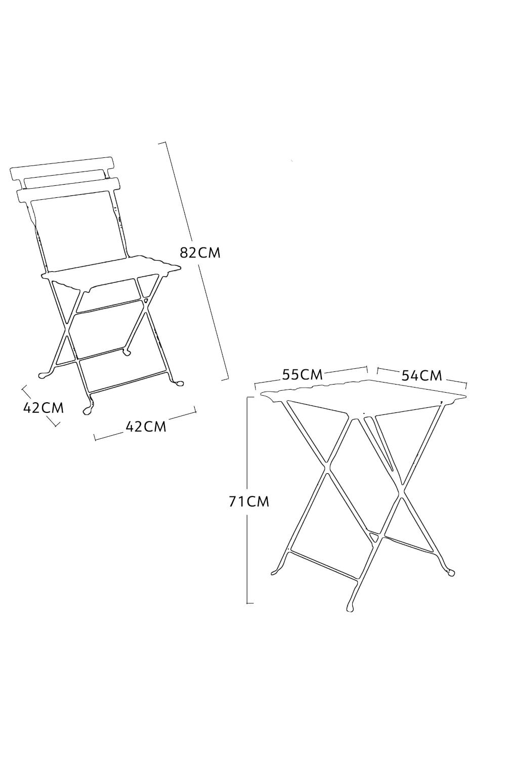  White Metal Acacia Wood Bistro Camping Set
