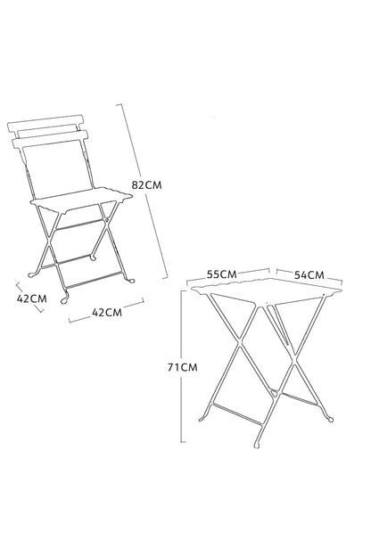  White Metal Acacia Wood Bistro Camping Set