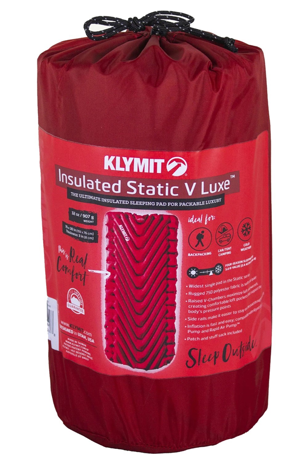 Klymit M0888C Insulated Static V Luxe Camping Sleeping Pad