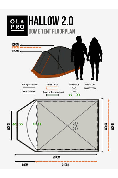  M0F0A5 Hallow 2.0 Dome Tent - 2 Berth Tent