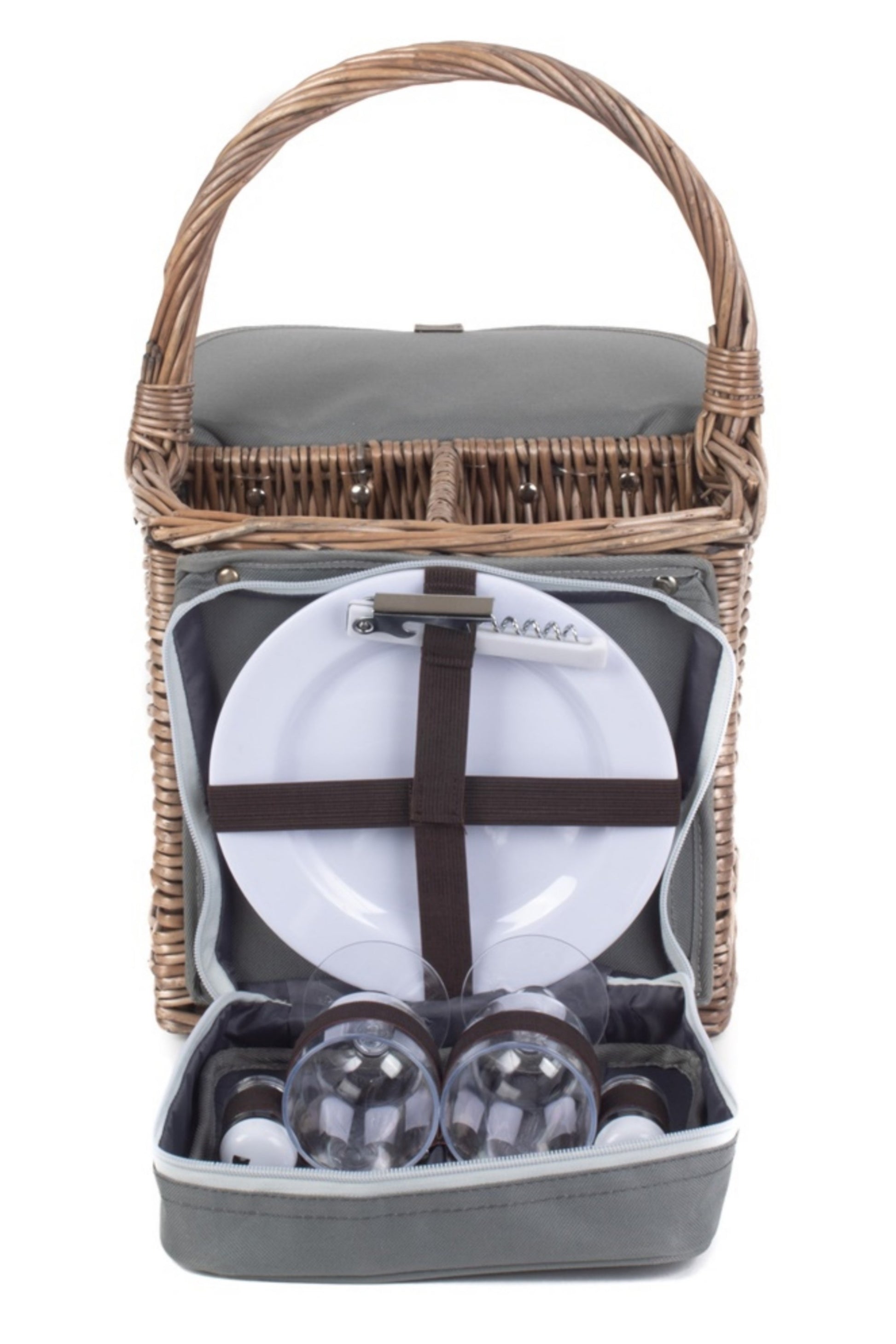  M109F4 Wicker 2 Bottle Beach Picnic Basket