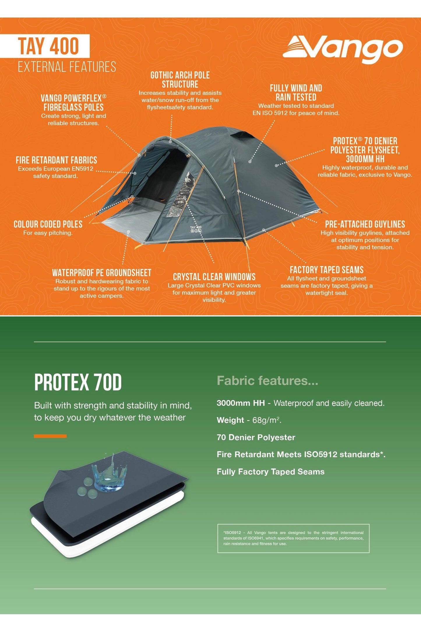 Vango M1332F Tay 400 Poled Tent (4 Person)