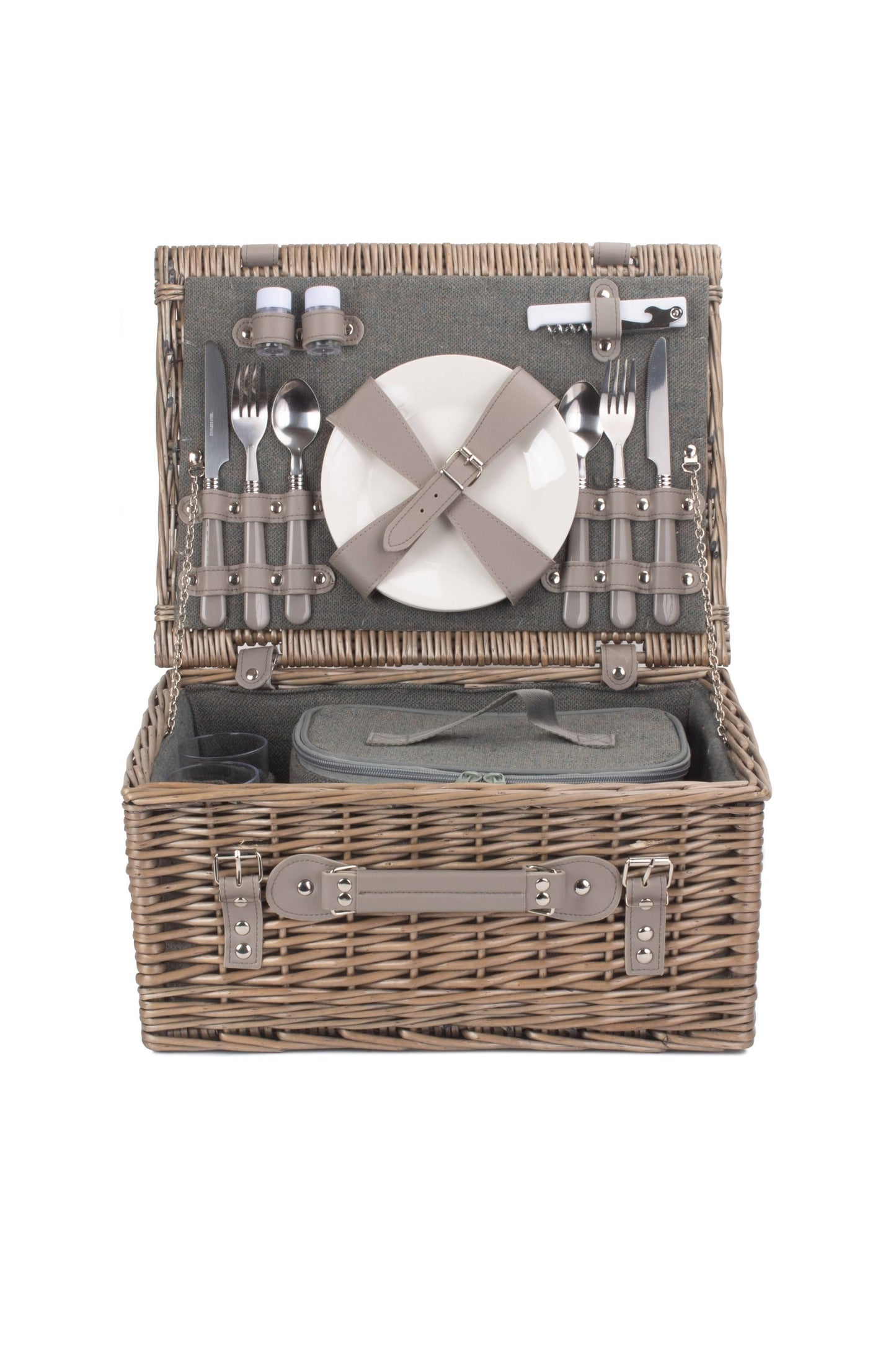  M1DCC9 2 Person Grey Tweed Fitted Picnic Basket