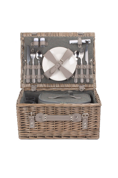  M1DCC9 2 Person Grey Tweed Fitted Picnic Basket