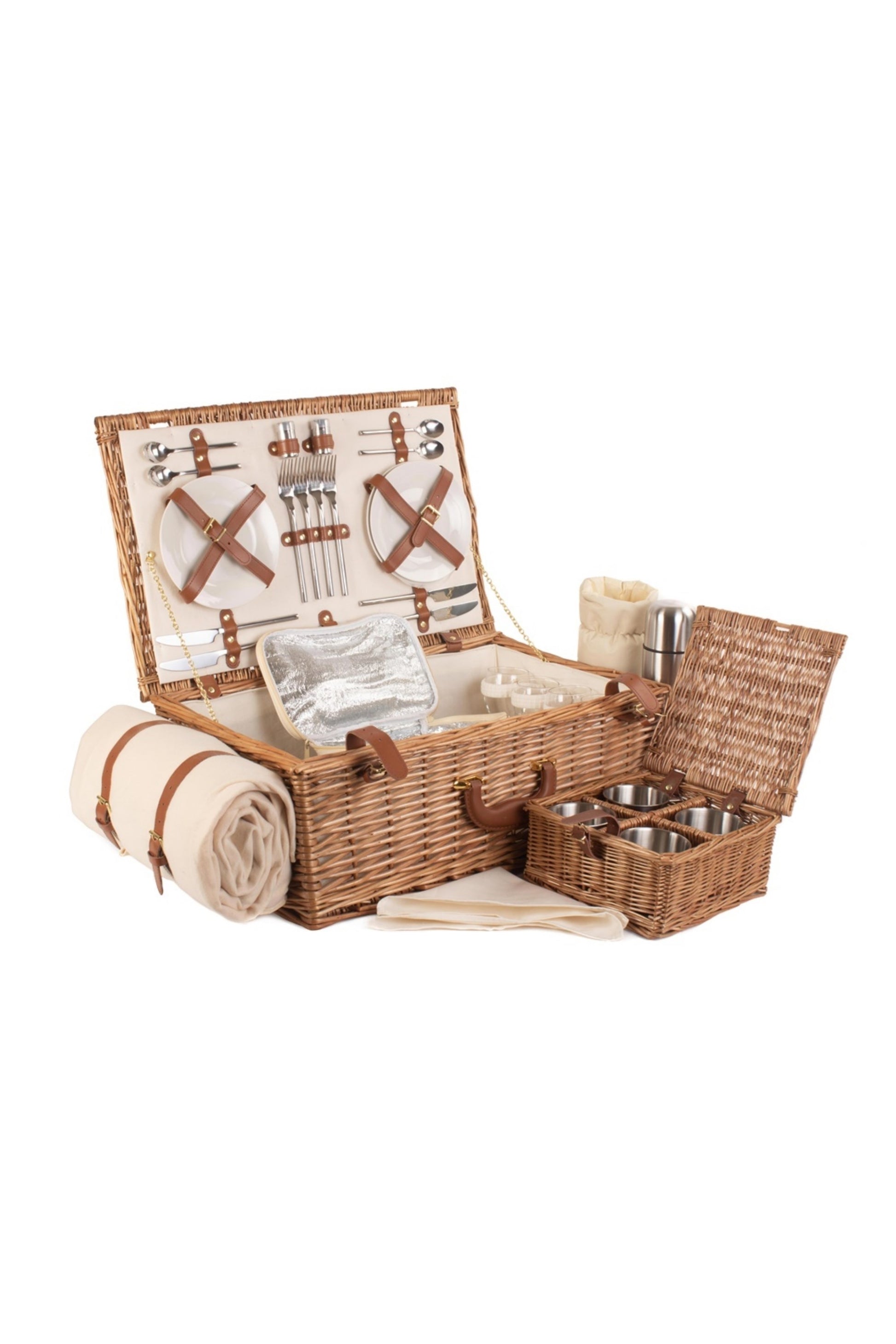  M1EF14 Wicker Deluxe 4 Person Traditional Picnic Basket