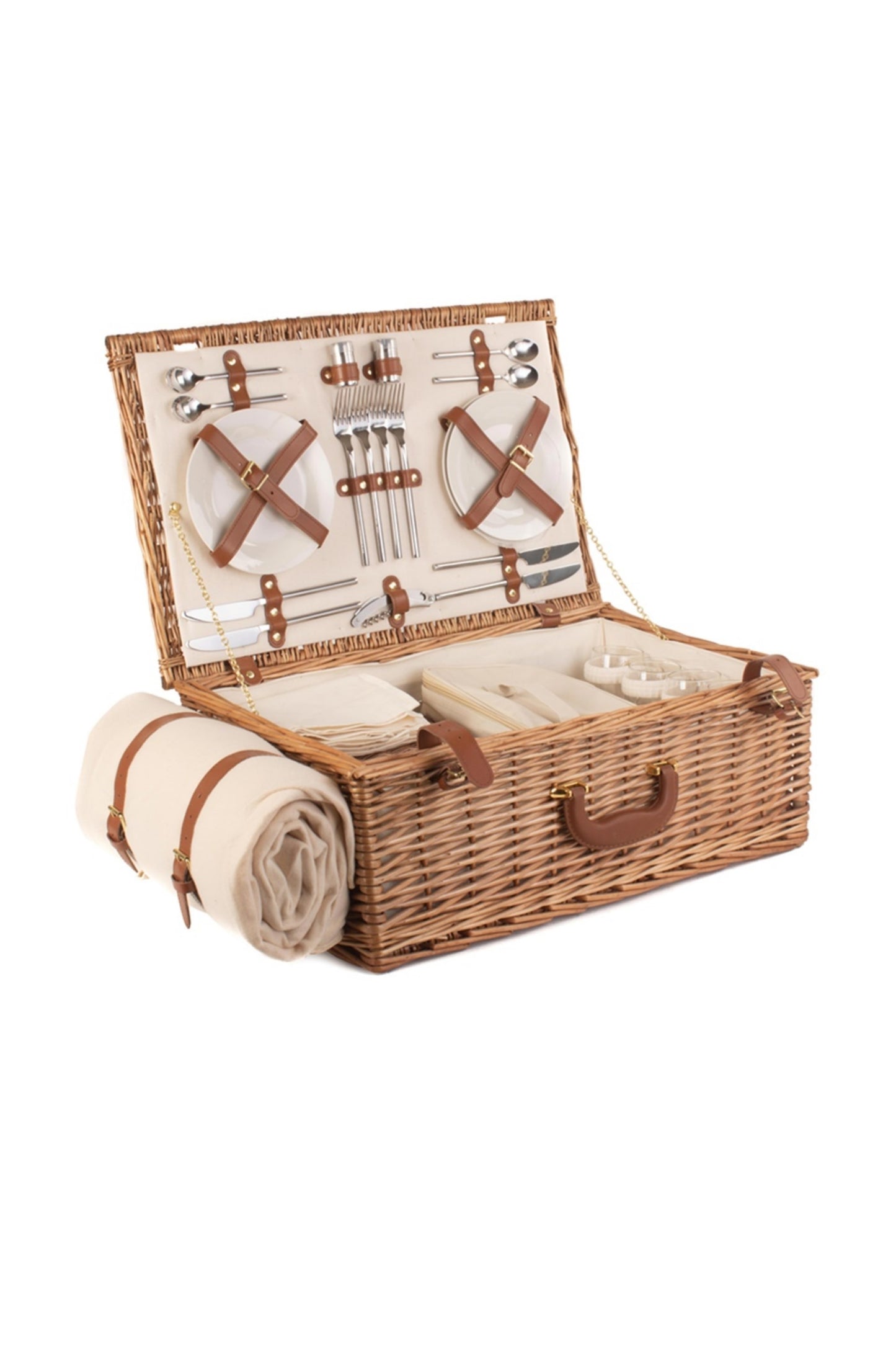  M1EF14 Wicker Deluxe 4 Person Traditional Picnic Basket