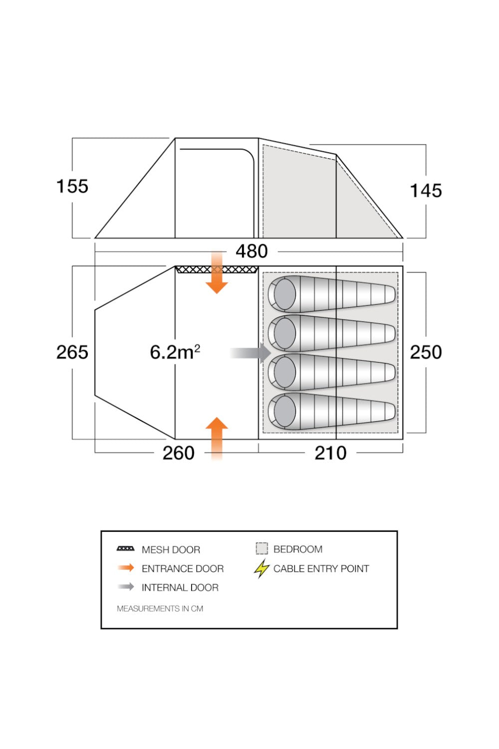 Vango M20D1E Beta 450XL 4-Man 3-Pole Tunnel Tent
