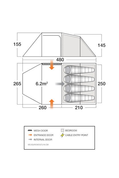 Vango M20D1E Beta 450XL 4-Man 3-Pole Tunnel Tent