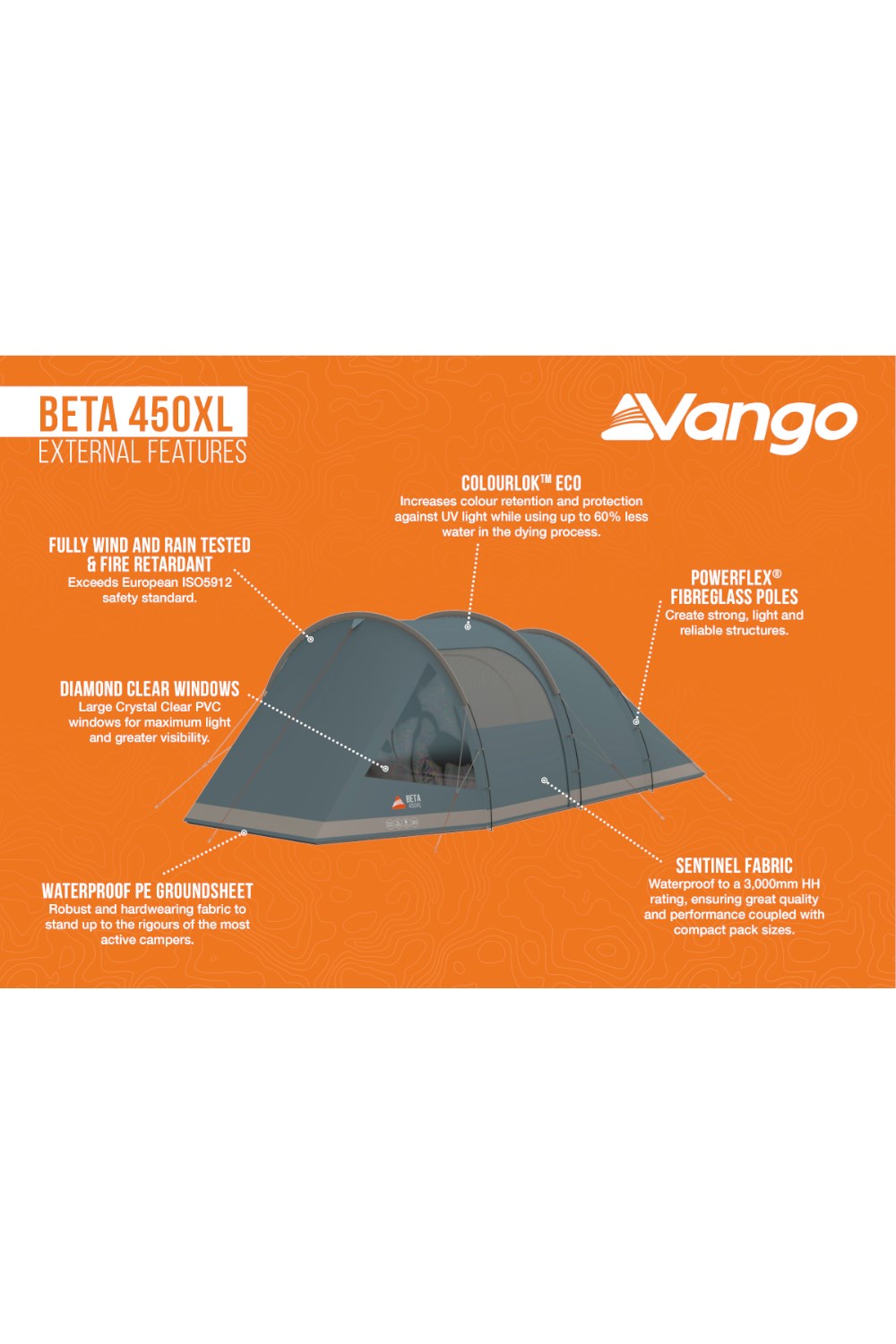 Vango M20D1E Beta 450XL 4-Man 3-Pole Tunnel Tent