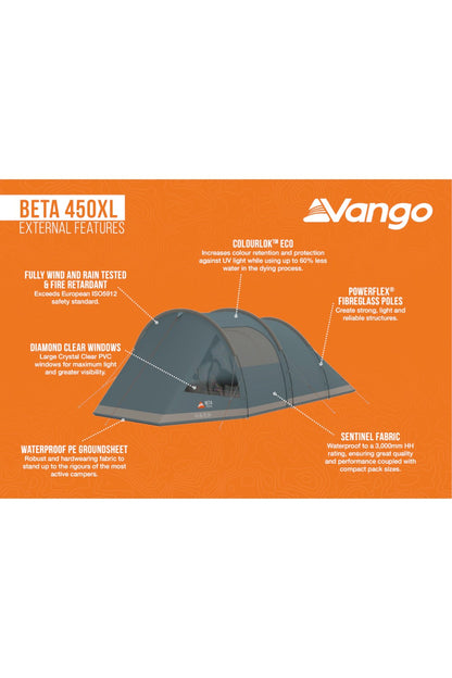 Vango M20D1E Beta 450XL 4-Man 3-Pole Tunnel Tent
