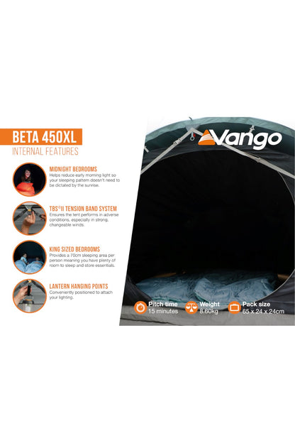 Vango M20D1E Beta 450XL 4-Man 3-Pole Tunnel Tent
