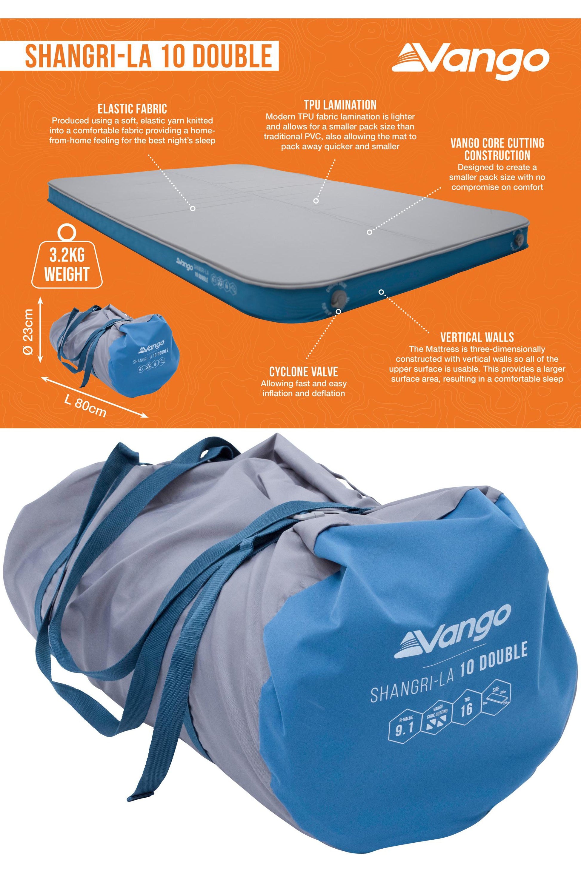 Vango M2463A Shangri-La II 10cm Double Sleeping Mat