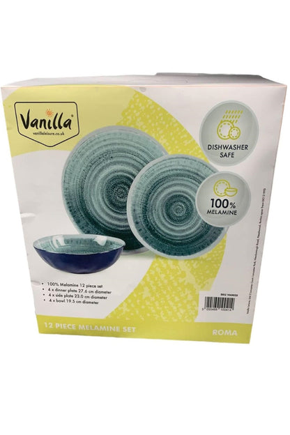  Roma 12-Piece Plate & Bowl Melamine Dinner Set