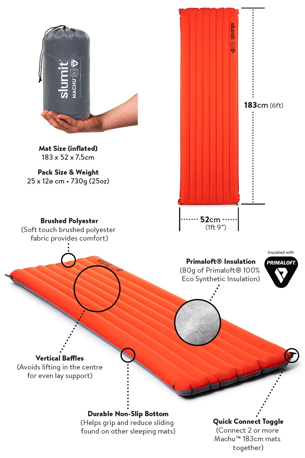  M2E955 Machu Mat Insulated Single Sleeping Mattress