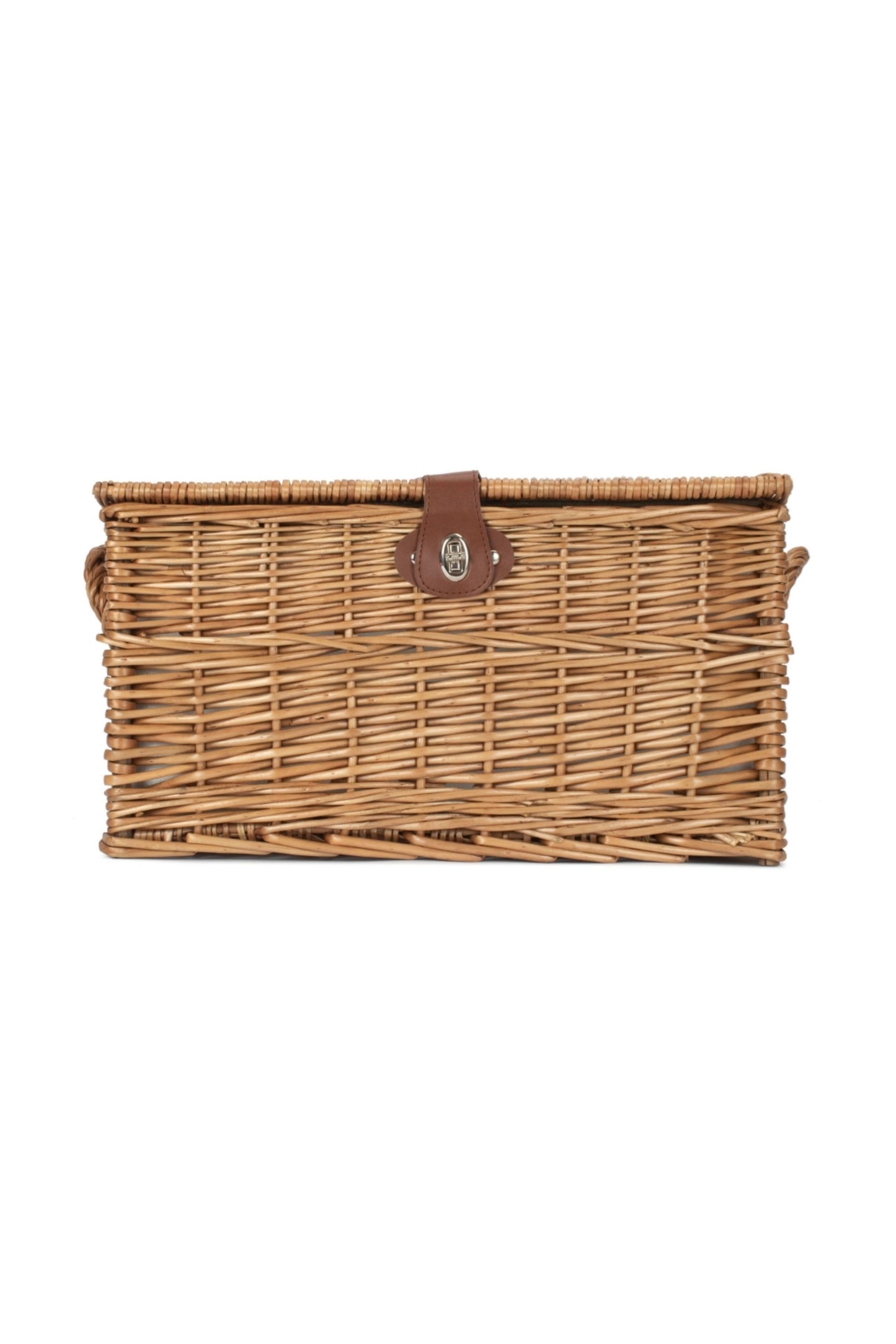 M377A0 Four Person Green Tweed Chest Wicker Picnic Basket