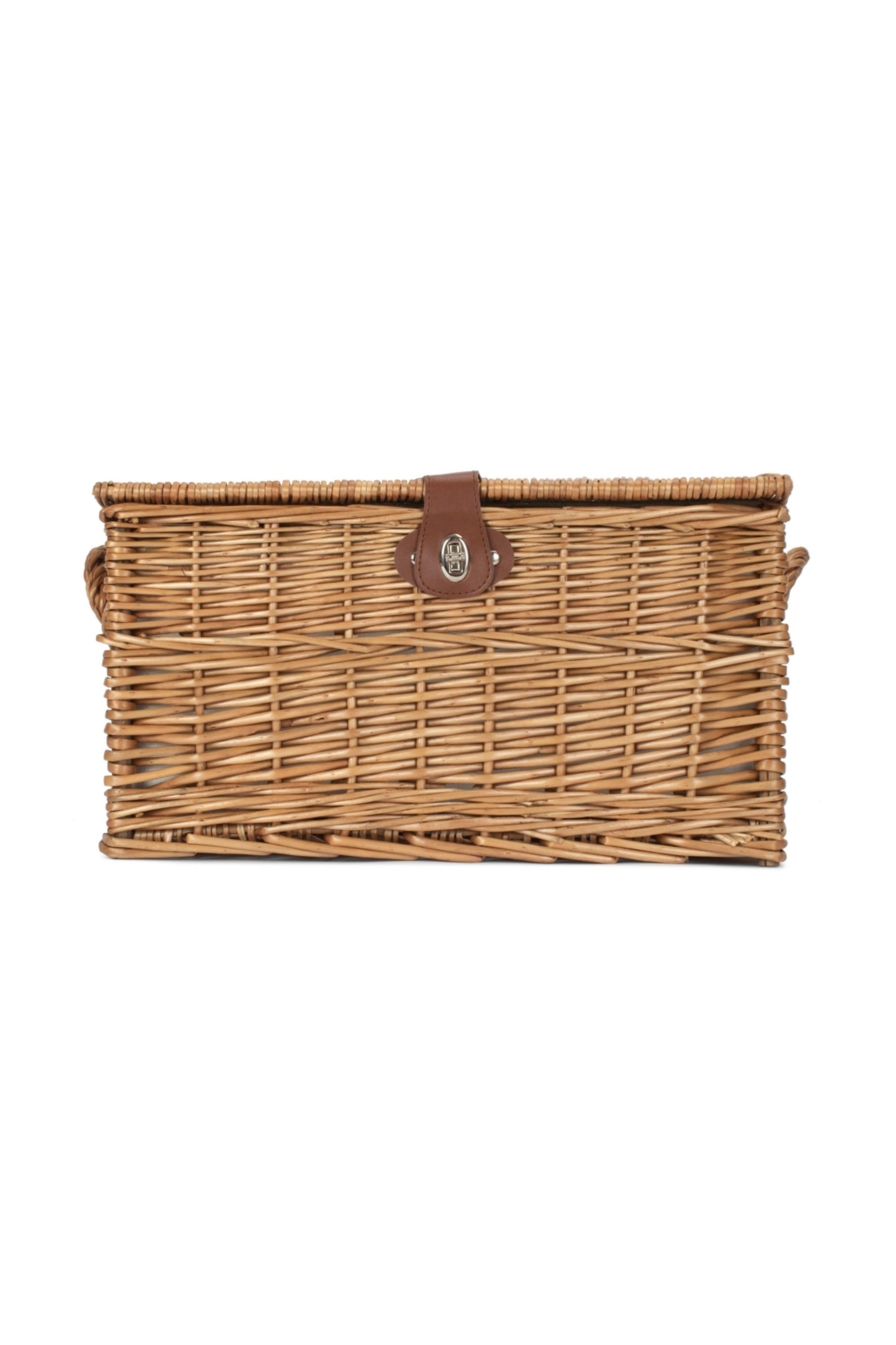  M377A0 Four Person Green Tweed Chest Wicker Picnic Basket
