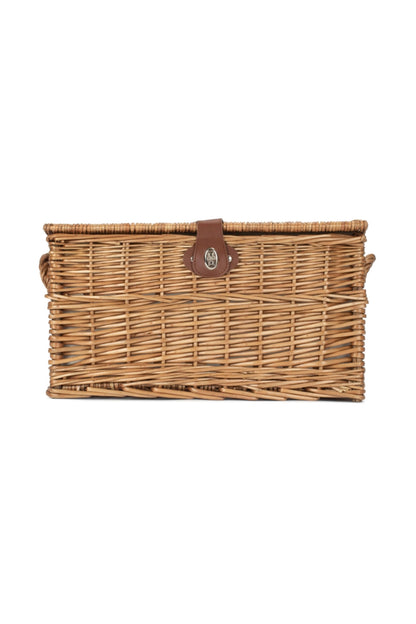  M377A0 Four Person Green Tweed Chest Wicker Picnic Basket