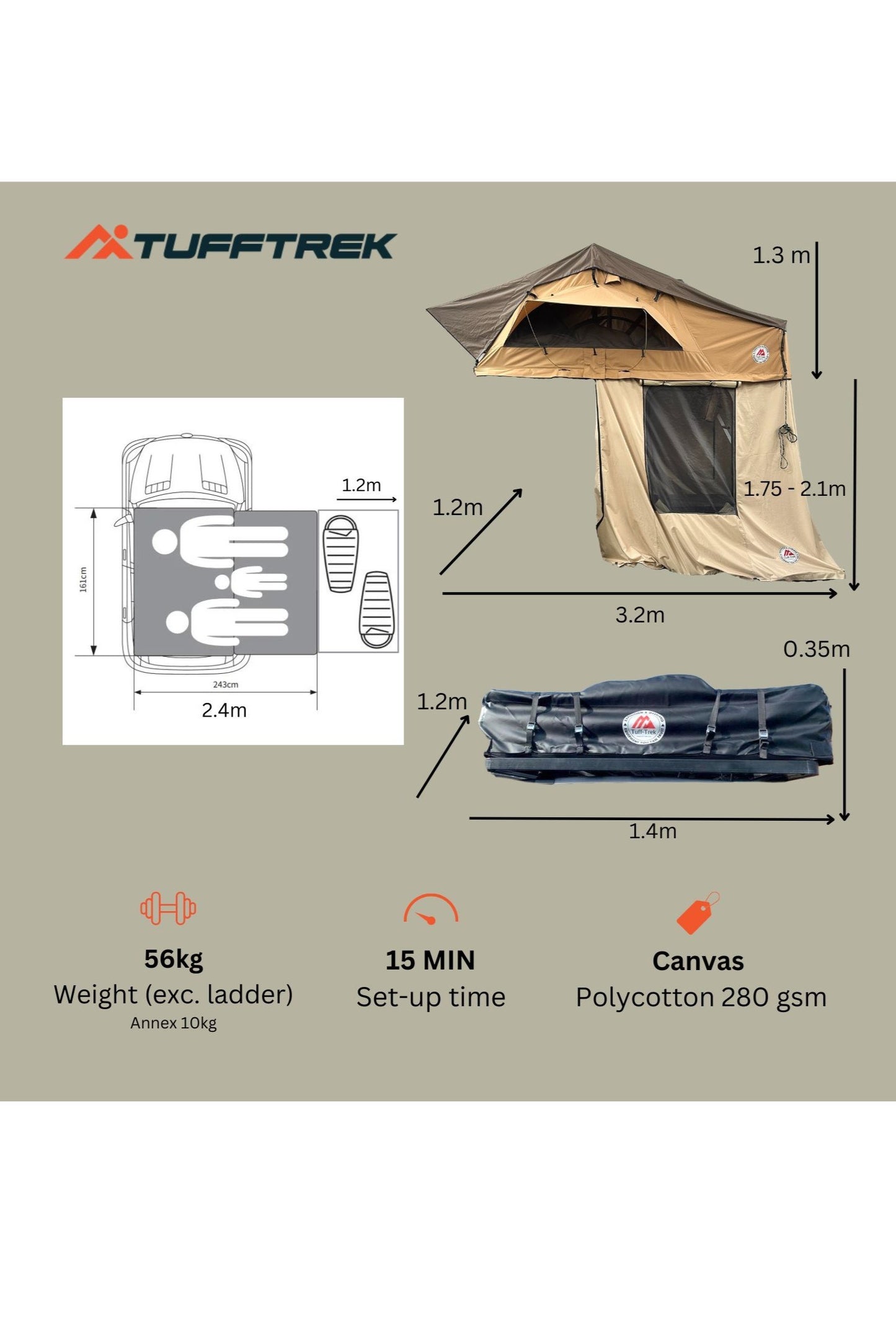  M46A4C TT-02 1.4m Soft Top Tent PRO-Ruggedised