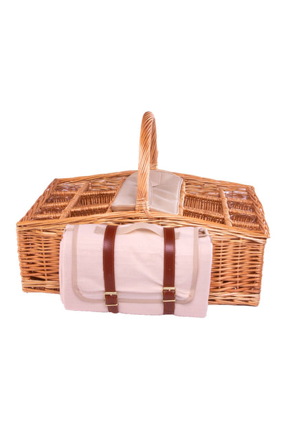  M4A0C0 6 Bottle Picnic Basket With Glasses And Blanket
